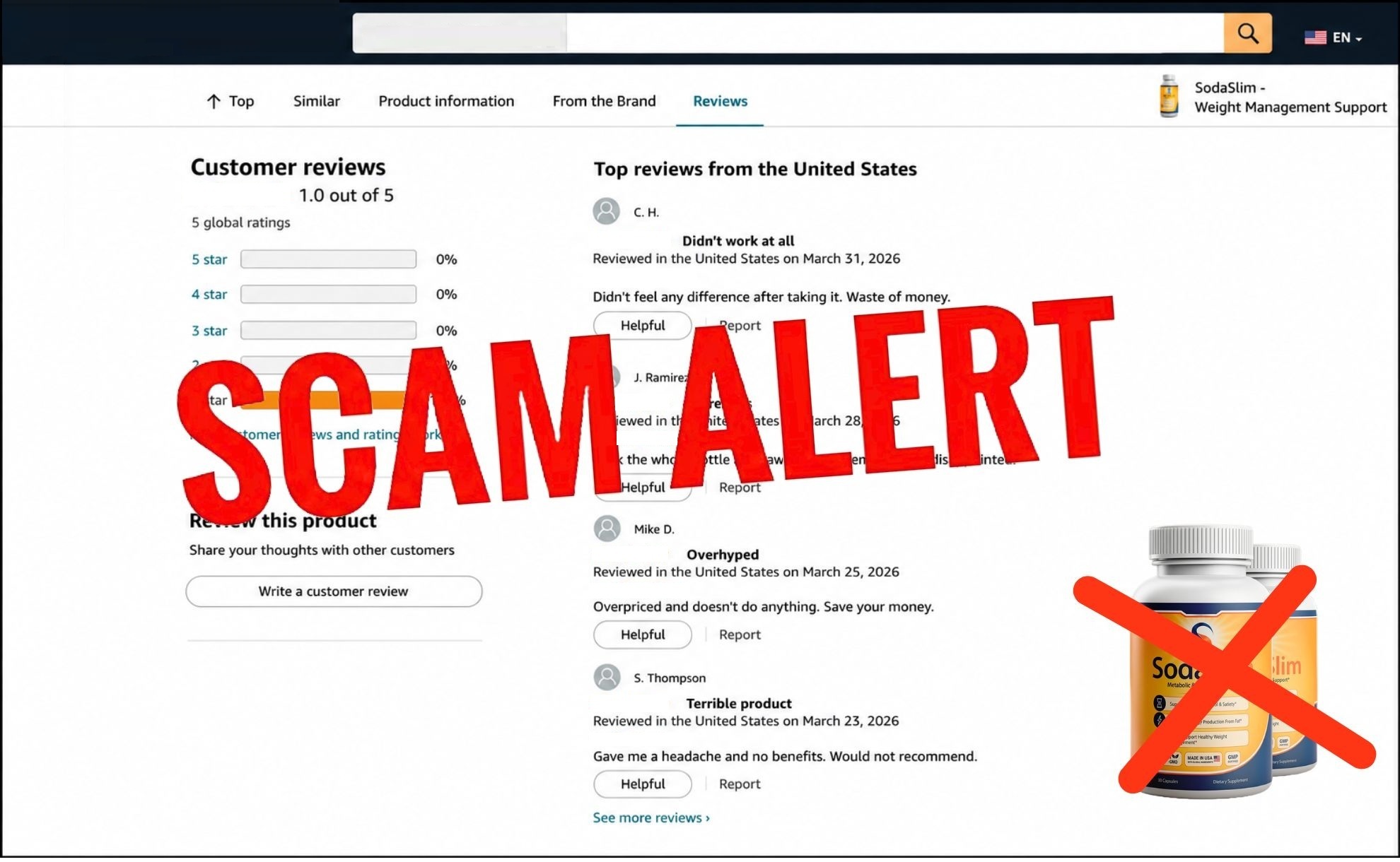 Warning about fake SodaSlim sellers